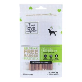 Dog Chews - No Stink Free Ranger Bully Stix - Beef - 5 Count - Case Of 6