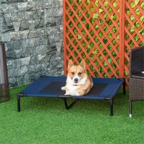 Elevated Mesh Fabric Pet Bed, Steel Frame (Color: Blue)